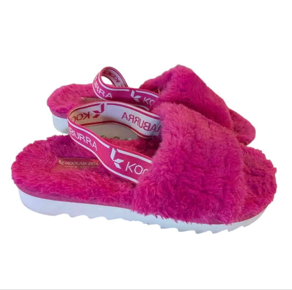 Koolaburra UGG Girl Fuzz'n Faux Fur Slipper Sandal size‎ 2